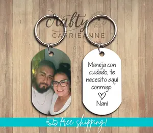 Maneja Con Cuidado, Te Necesito Aquí Conmigo, Spanish Drive Safe Keychain, Regalo Para Novio, Espanol Gift For Boyfriend, Cute Picture Gift
