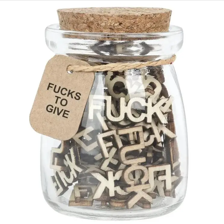 Jar of Fucks,Fucks to Give Gag Gifts，Fuck Wooden Cutout Letter Funny Gifts for Valentine'sDay/Birthday/Anniversary/Labor Day,Home Decor,Office Decorat