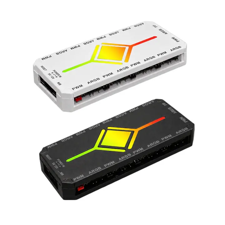 HotBell ARGB & PWM Fan Controller Hub, 9-Port 4-Pin PWM and 9-Port 5V 3-Pin ARGB, 433.92MHz RF Remote, 368 Lighting Modes, SATA Powered, Motherboard Sync, Magnetic Mount