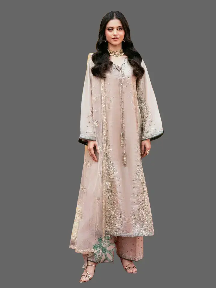 Women's Modest Elegant Silk Pakistani Formal Dress - Long Sleeve, Embroidery, Sequin Accents, Matching Shirt (Women's Clothes), Formal Dresses For Women