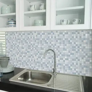 A set (20*20cm*12pcs) of simple blue and white checkered tile wall stickers for decorating kitchens, bathrooms and home furnishings
