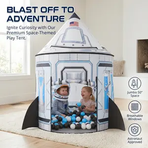Apojungle Kids Rocket Ship Tent – Large Space Station Playhouse, Breathable Fabric, Ideal for Boys & Space Lovers. Immersive Space Design, Easy Setup, Great for Indoor Playrooms & Backyards