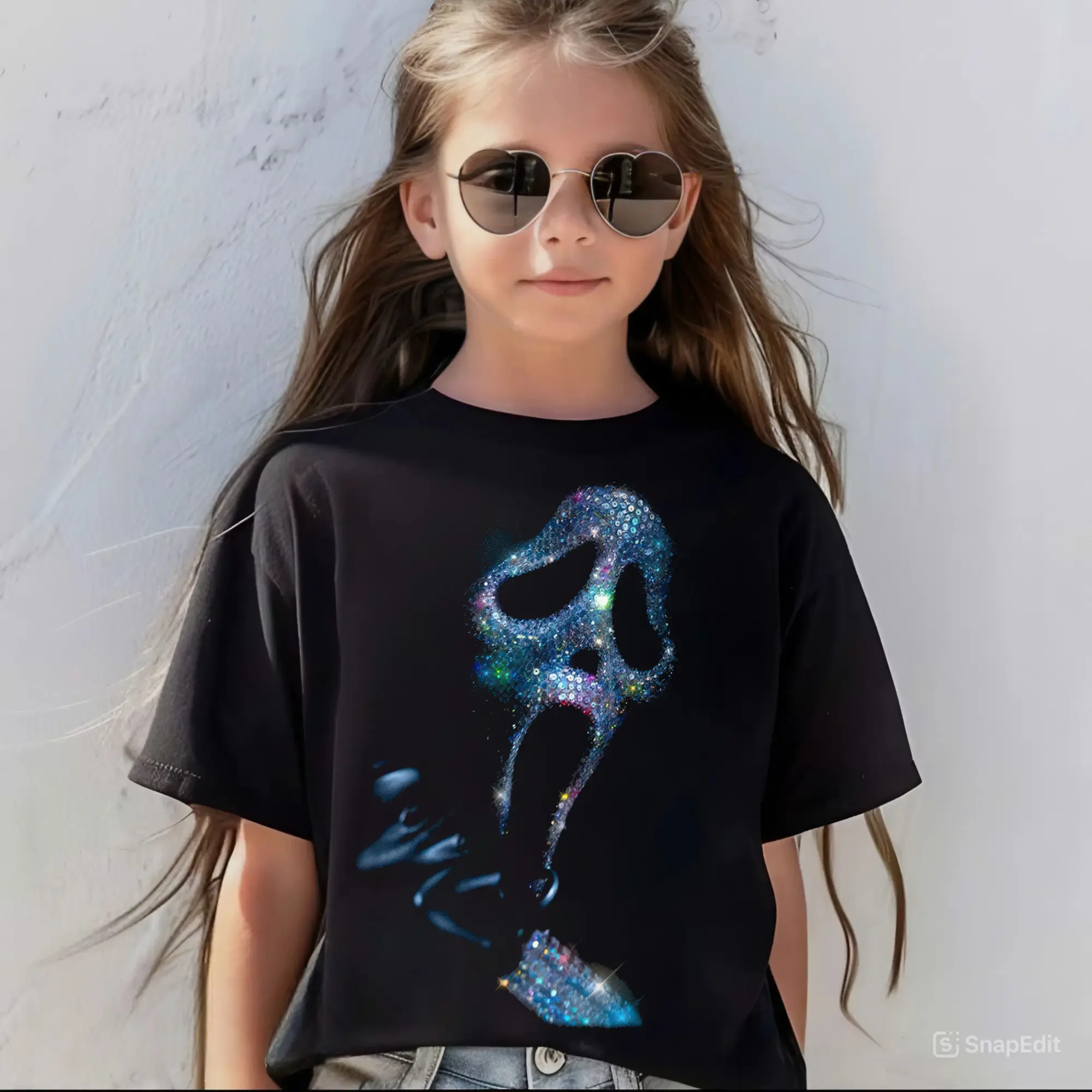 Ghostface Glitter Youth & Adult T-Shirt, Halloween Scream Graphic Tee, Spooky Horror Shirt, Ghostface Shirt