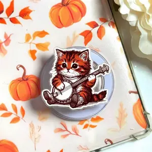Funny Cowboy Ginger Cat Phone Grip Collection Cute Orange Cat Western Pop Socket, Retro Cowgirl Griptok Phone Stand Gift