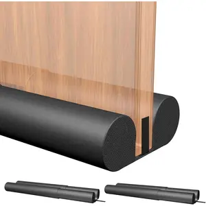 2 Pack 36 Inch Adjustable Large Door Draft Stopper Door Sweep Weather Stripping Noise Blocker for Bottom of Under Doors Black