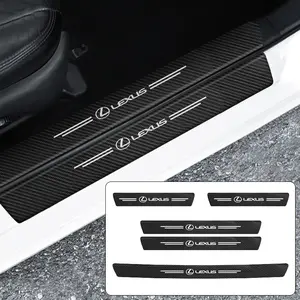 1/4/5/8/9Pcs Carbon Fiber Leather Car Door Threshold Sill Protector Stickers, Trunk Bumper Anti-Scratch Decals, Car Door Trim Sticker For Lexus F Sport ES RX GS IS CT NX LX LS UX GX