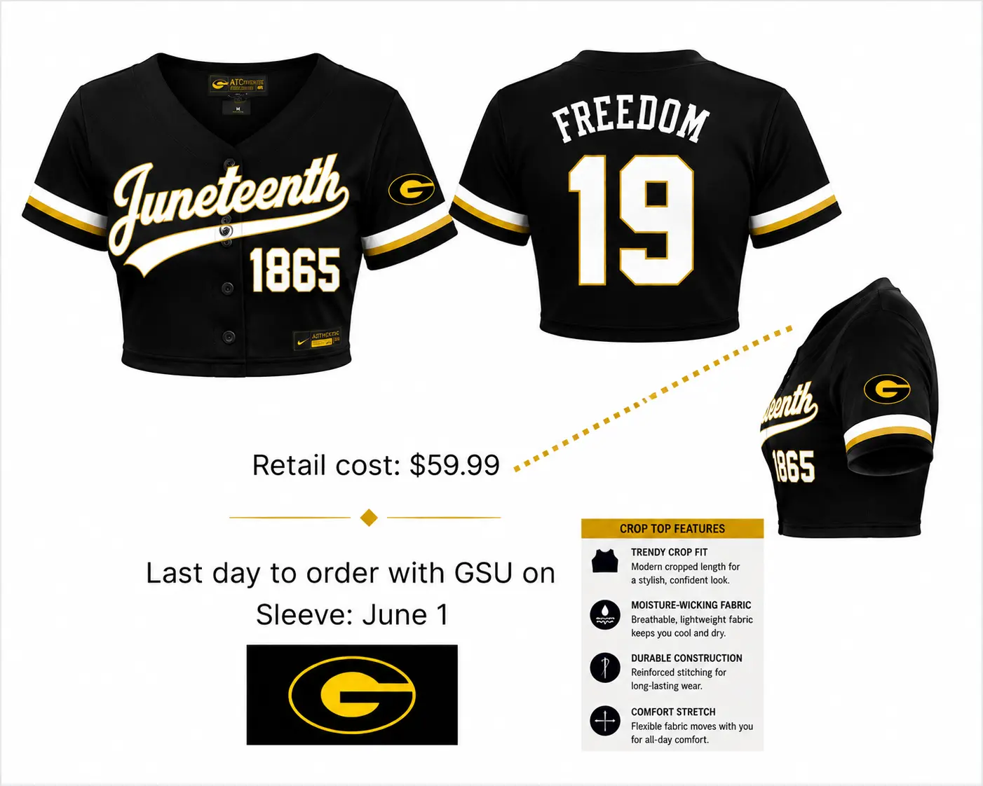 GSU - Juneteenth Jersey (Crop Top)
