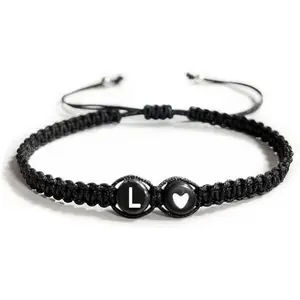 Letter Charm Braided Bracelet – 26 A-Z Initial Heart Bracelets for Women, Adjustable Handmade Rope Jewelry, Perfect Birthday Gift for Mom & Daughter