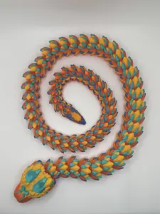 Articulated Crystal Snake – 36” Flexible 3D Printed Fidget Toy – Cinderwing3D Design