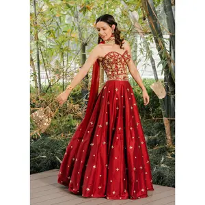 Aarzo maroon corset lehenga set