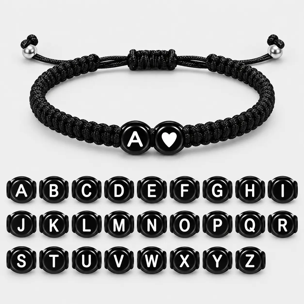 26 Letters Initial Heart Bracelets Handmade Adjustable A-Z Name Braided Bracelets For Women Men Friendship Jewelry Gifts