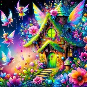 5D DIY Diamond Painting Set, Fairy and Flower Home Design, Full Round Diamond Jewelry, Frameless Canvas Art, Handcraft, Ideal for Beginners Handicrafts, Diamond Painting Kit, Diy Kits