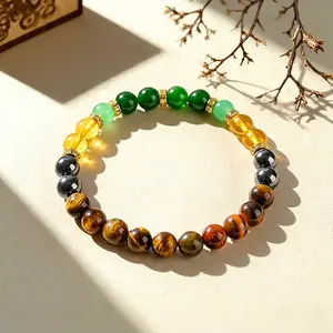 Money Attraction & Protection Bracelet - Natural Green Aventurine & Tiger's Eye Beaded Jewelry, Lucky Friendship Gift for Success, Adjustable Crystal Energy Bangle, Stylish Everyday Accessory