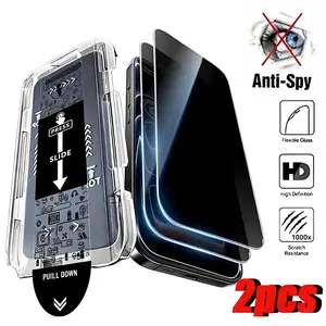 Privacy Anti-Spy Screen Protector Film for iPhone 17/16/15/14/13/12/11 Pro/air/plus, 2-Pack, Dust Removal Compartment, One-Click Installation