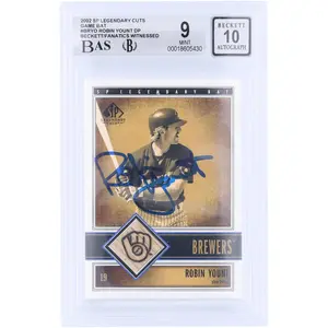 Robin Yount Milwaukee Brewers Autographed 2002 Upper Deck SP Legendary Cuts GU Relic #B-RYO Beckett Fanatics Witnessed Authenticated 9/10 Card - Fanatics Authentic Certified