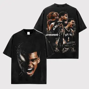 Washed Cotton Victor Wembanyama Basketball Shirt Big Face Alien Graphic Tee Spurs Nation Fans Game Day Fit Vintage Streetwear Y2K Heavy Oversized Top Men Women French Vanilla Hector Banana Bread Sports Gift Retro Hoops Clothing Hip Hop Tee Trending