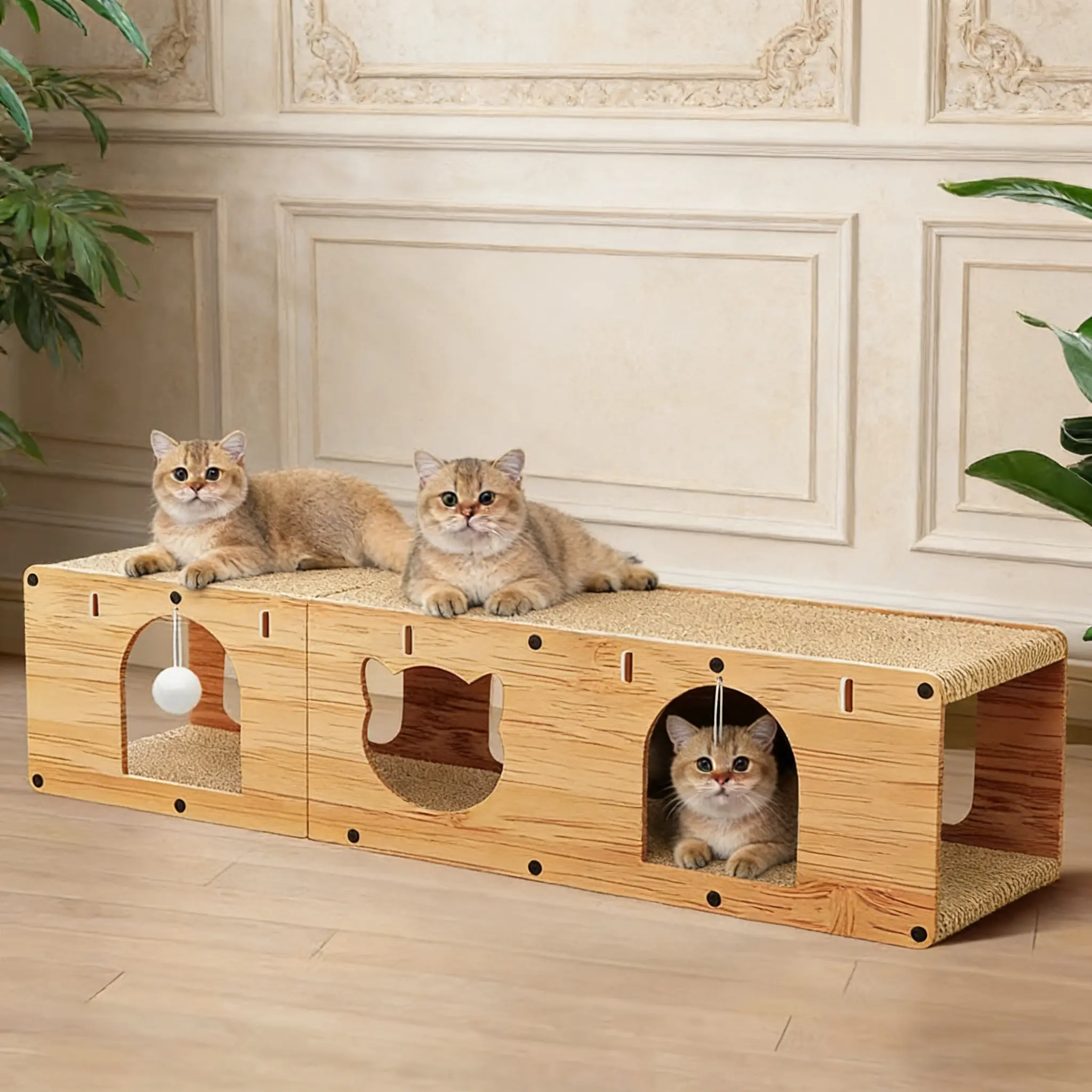 Cat Tunnel House Cats Scratching Pad Sturdy Pets Supplies Multipurpose Cat Tunnel for Kitty Gifts Cats Interactive Toy Furniture