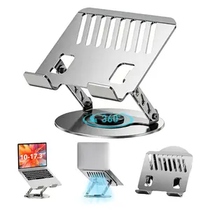 Office Desk Laptop Stand - All-Metal Ergonomic Computer Stand And Laptop Riser, 360° Rotatable, Adjustable, Portable Laptop Stand, Suitable For Office And Home Office, Gray