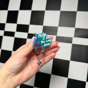 Help is on the Way Dear Badge Reel - Cute & Stylish Design for Healthcare Teachers Office Staff - Secure Accessory for Everyday Use