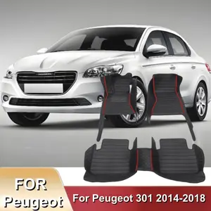 LHD Car Floor Mats Foot Pads For Peugeot 301 2014-2018 2015 2016 Carpets Pads Cover Four Season Easy Use Car Mats Set Accessories Car Interior Accessory
