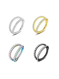 18g Hinged Nose Ring Set with Cz Stones, Hinged Nose Hoop, Fashionable Dual Nose Jewelry for Daily Wear, Stylish Accessory for Women