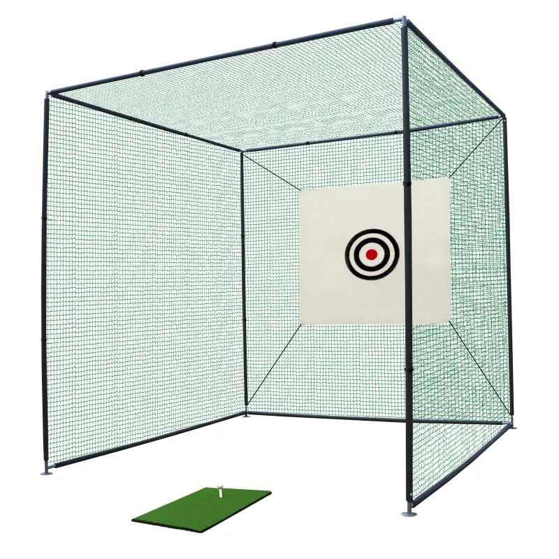 【Bellemave】10x10x10FT Golf Practice Net Cage with Metal Frame, Indoor and Outdoor Hitting Net Kit, Golf Ball, Eva Foam, Black Frame, Indoor Outdoor, Impact Resistant Inside Net