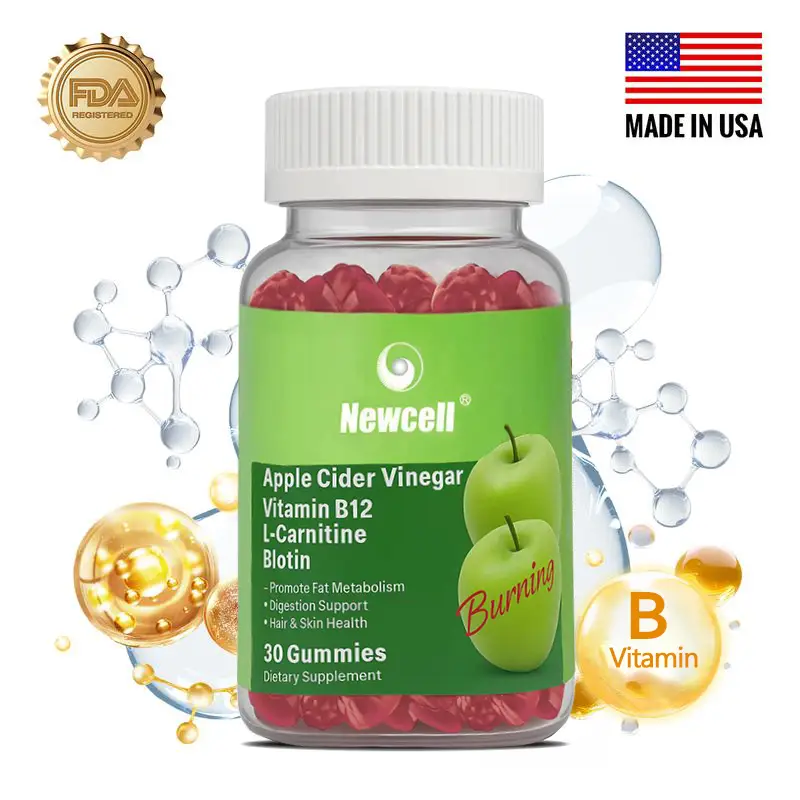 Newcell Apple Cider Vinegar Vitamin B12 Gummies for Support Digestion &Immune,Bloating Relief–Gut Health,Non-GMO(Apple Flavor)