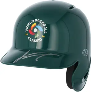Junior Caminero Dominican Republic Baseball 2026 World Baseball Classic Autographed Green Mini Batting Helmet - Fanatics Authentic Certified