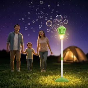 Adjustable Green Bubble Torch Machine for Kids - Automatic Bubble Blower with LED Lights, Remote Control & Rechargeable Battery, Outdoor/Indoor Party Toy for Toddlers 3+, Perfect Birthday Gift for Boys