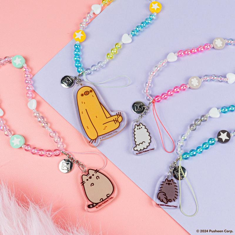 Pusheen the Cat Beaded Charm Mobile Phone Wrist Strap - Pip