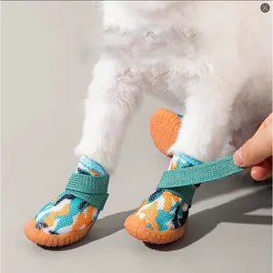 Small Dog Shoes Summer Pet Teddy Poodle Bolognese Breathable Shoe Covers Paw Protectors Anti-Dirt Anti-Slip, Cute Cartoon High Top Soft Sole Adjustable Dog Shoes