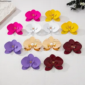 Trendy 3D Floral Phalaenopsis Earrings for Women, Vibrant Dopamine Colors, Bold Statement Fashion Jewelry, Lightweight & All-Match Accessory for Daily, Parties & Vacation Outfits