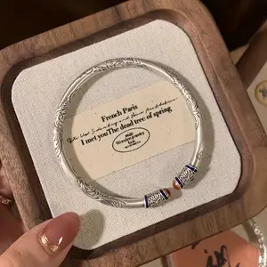 Arabic Pattern Women's Fashion Open Bracelet, Chinese Style, Retro Solid Bracelet, Four Seasons Accessory, Daily Wear and Gift, Ideal Women's Jewelry Gift