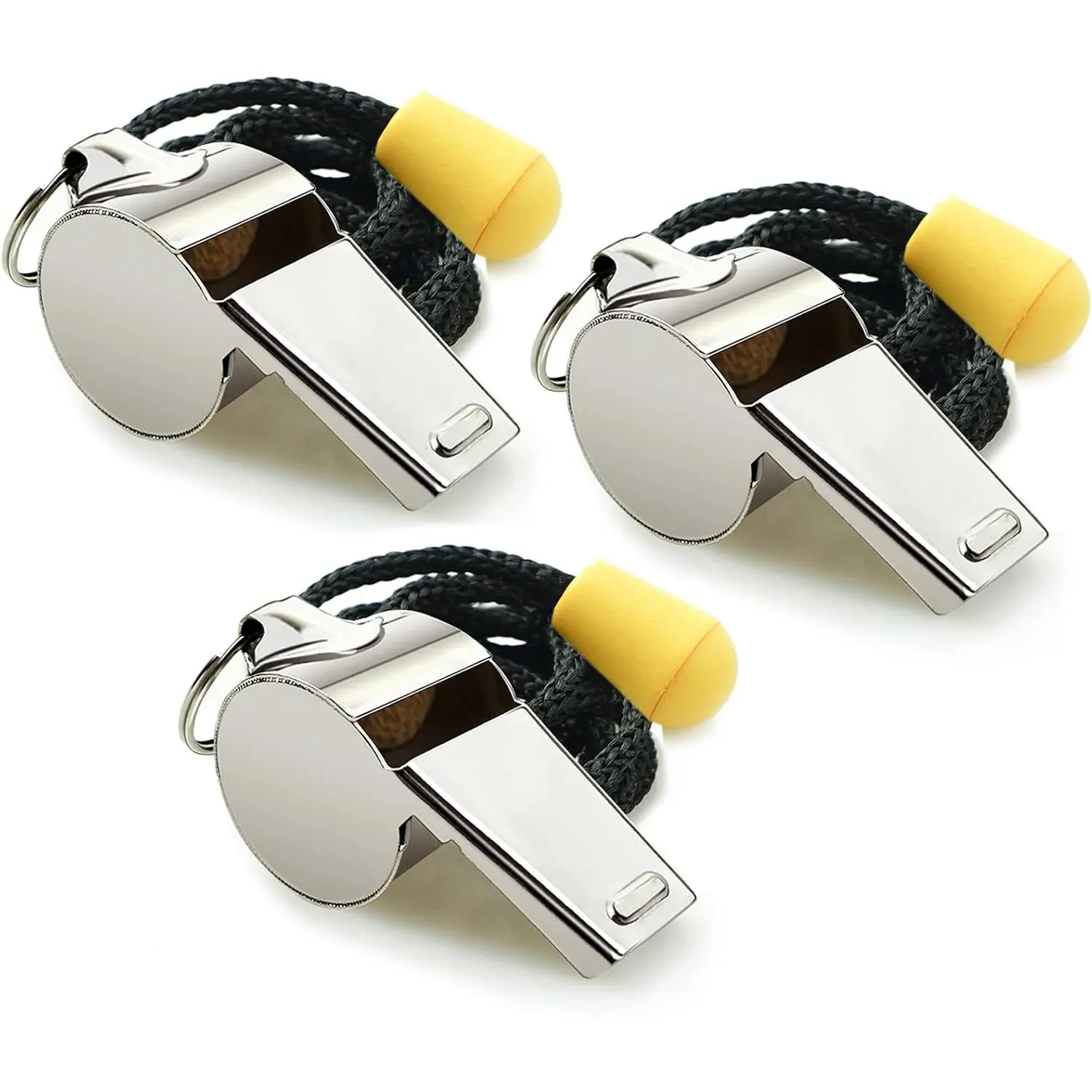 Whistle, 3 Pack Sports Whistles with Lanyard, Loud Crisp Sound Whistles Great for Coaches, Referees, and Officials
