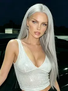 Light Grey Long Straight Lace Front Wig 13x4 HD Lace Front Wigs with Baby Hair Silver Grey Silky Straight Synthetic Lace Front Wig Heat Resistant Fibre Wig  Glueless Lace Front Wig for Women for Daily Wear Party Use Frontal Wigs Hyperrealism Wig