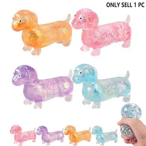Dachshund Squishy Stress Toy,Glitter Dog Maltose Stress Ball, Slow Rise Fidget for Anxiety Relief, Soft Squeeze Desk Gadget for Home Office Travel, Slow Rising Squishies