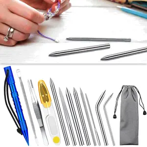 1Set Paracord Fid Set - Stainless Steel Knotter Tools, Marlinspike Set, Lacing Needles, Smoothing Tool for Leather or Paracord Work
