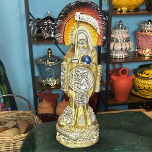 Santa Muerte Aztec Gold Skull base 16 inch charged