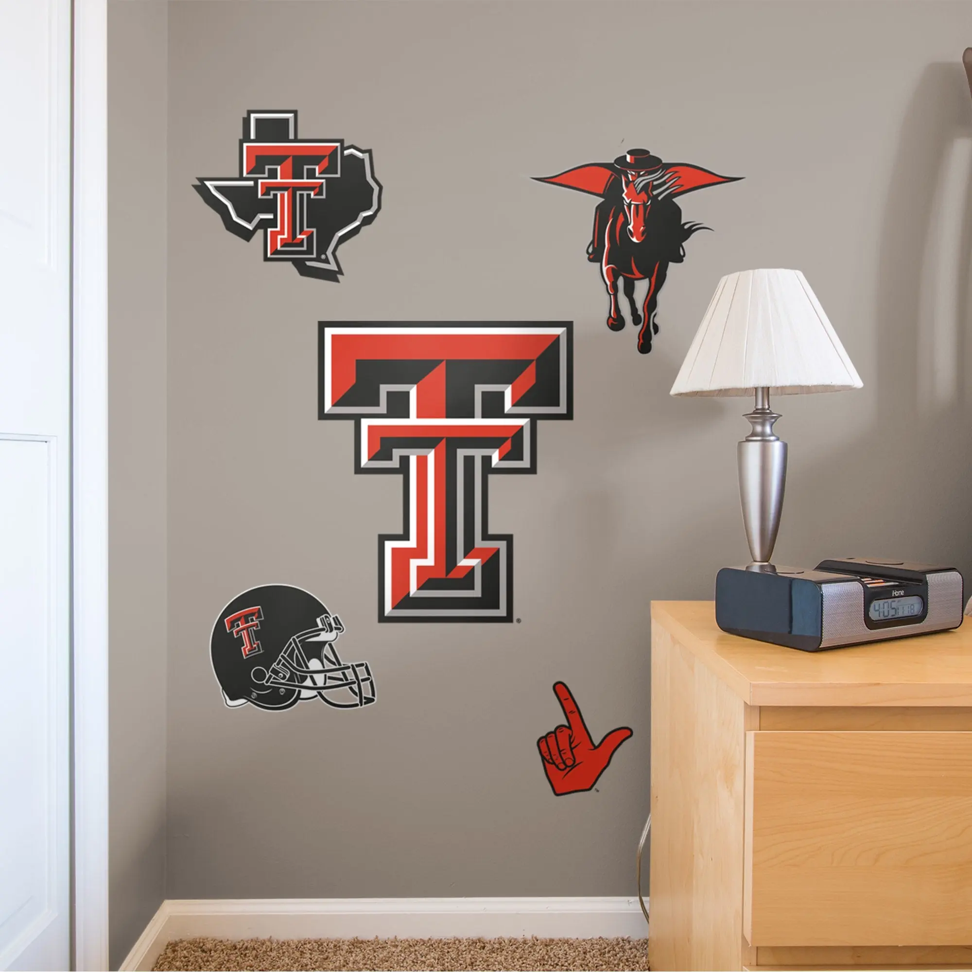 Official NCAA Texas Tech Red Raiders RealBig Logo Assortment Fan Art Stickers - Self-Adhesive, Reusable Vinyl Wall Decor Stickers
