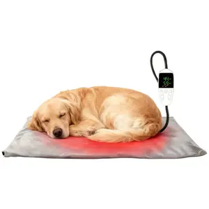 5 Layer Pet Heating Pad for Dogs Cats, Adjustable Temperature Waterproof Pet Heated Mat with Timer, Electric Heating Pet Bed with Chew Resistant Cord and Detachable Soft Cushion Cover with Zipper Washable, 20"x26" / 50cmx60cm