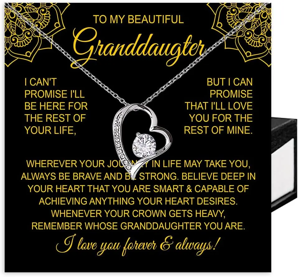 Granddaughter Necklace Gift from Grandma or Grandpa – Sentimental Jewelry Keepsake with Heartfelt Message Card & Gift Box, Perfect Christmas Present, Birthday Surprise or Special Occasion Gift Idea to Show Everlasting Love, Support & Appreciation
