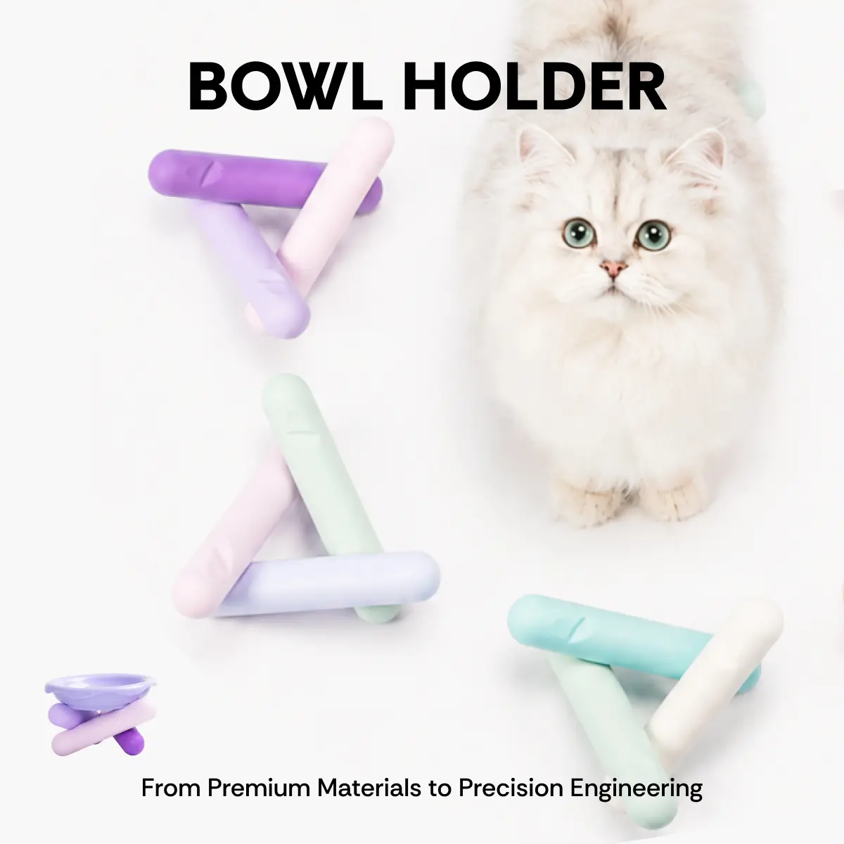 Anti-Slip Raised Silicone Cat Bowl Holder - Stable Stand for Improved Posture, Tidier Eating Area, Slow Feeding Support | Pet Feeding Supply Accessory dual use slobber stopper water feeder