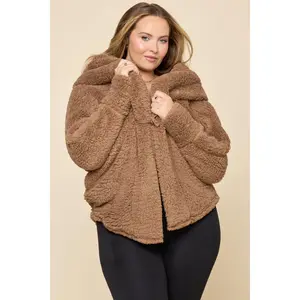 Faux Sherpa Cocoon Coat - Teddy Bear Brown