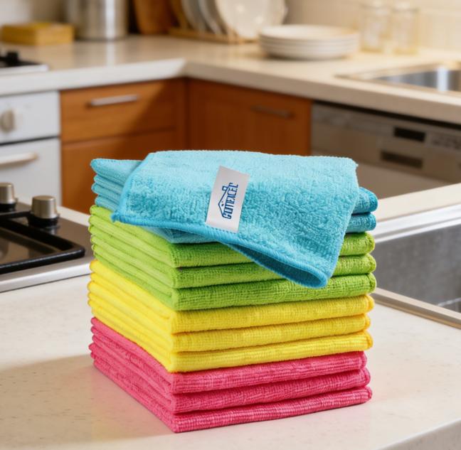 Multi-Color Microfiber Cleaning Cloths:  Super Absorbent, Quick-Drying, Lint-Free
