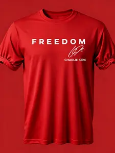 Patriotic Slogan Print Round Neck T-Shirt, Loose Comfortable Casual Sports Top, Perfect for Daily Wear & Leisure, Athletic T Shirt