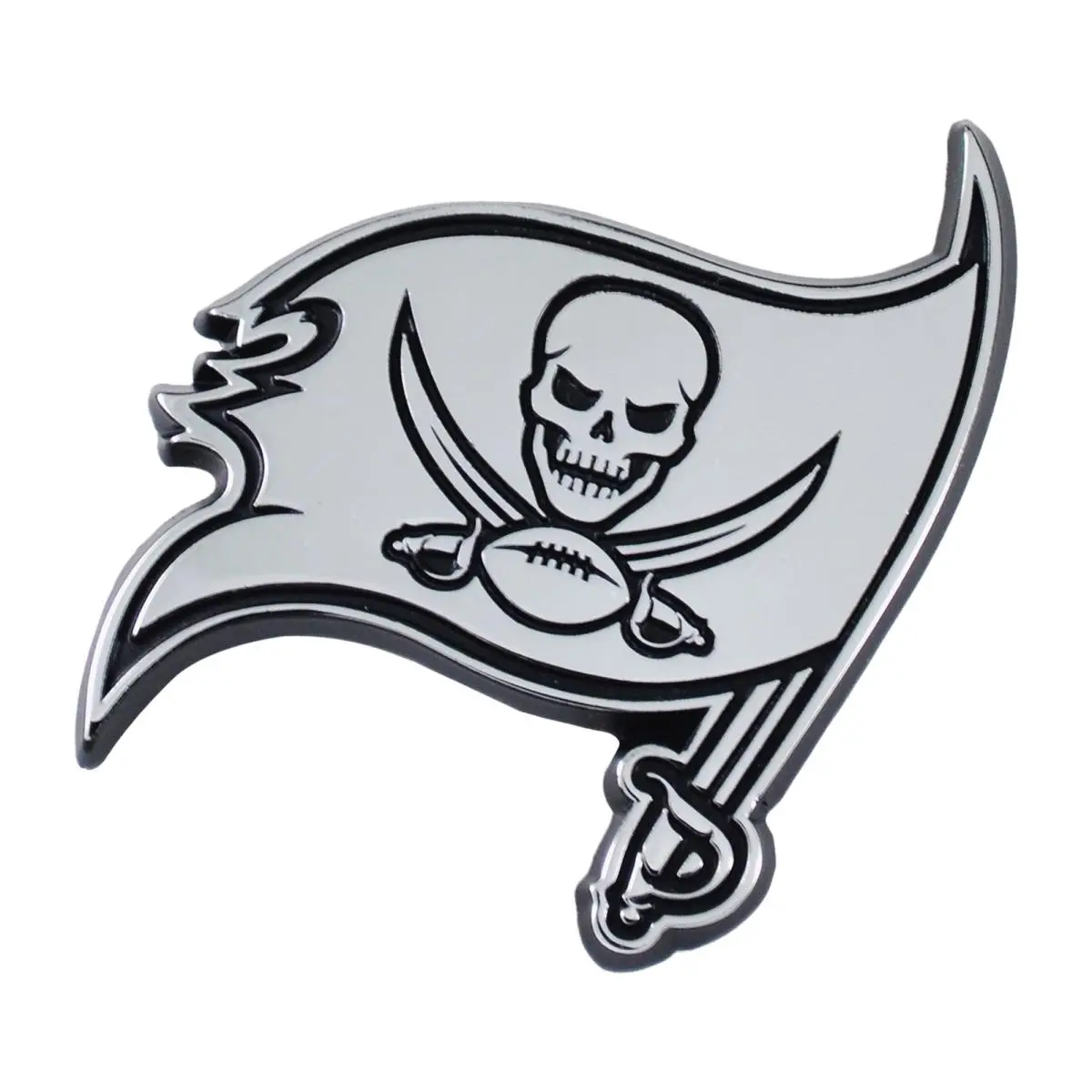 Fanmats Tampa Bay Buccaneers Premium Chrome Metal Auto Emblem - Weatherproof Team Logo Vehicle Exterior Decoration Accessory, 0.75 lbs, Can Be Removed for Sports Collectors, Removable