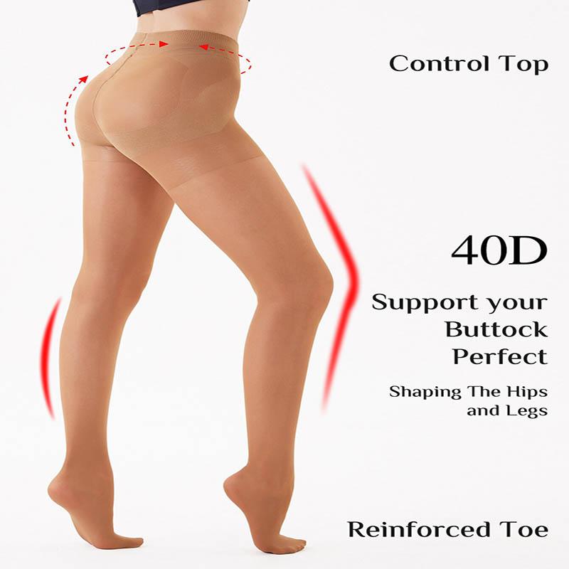 2pairs- High Waist Shaping Tights, 40D Sheer to Waist Pantyhose for Women, Tummy Control & Butt Lifting, Soft Durable Nylon Stockings for All-Day Comfort, Perfect for Casual, Formal & Office Wear