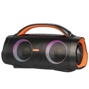DOSS Extreme Boom+ OutdoorFun Speaker with 100W Stereo Sound, Bluetooth, IPX6 Waterproof, LED Lights, PartySync Mode, Orange - Durable, Portable, Rechargeable, Dual 40W Woofers, 10W Tweeters, 10400mAh Battery - Phone