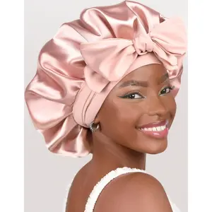 Adjustable Double Layer Silk Bonnet for Sleeping Women – Satin Anti-Frizz Night Cap, Reduces Friction & Prevents Hair Breakage. Soft Breathable Hair Wrap for Curly, Natural & Protective Styles – Black, One Size Fits Most