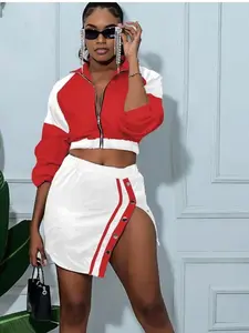 SEXY TRACK 2 PIECE SET WOMENS CLOTHING LOUNGEWEAR Patchwork Casual